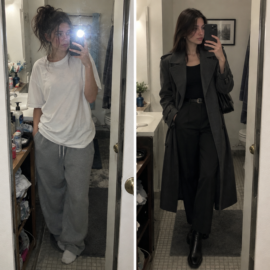 outfit glow-up before and after street style