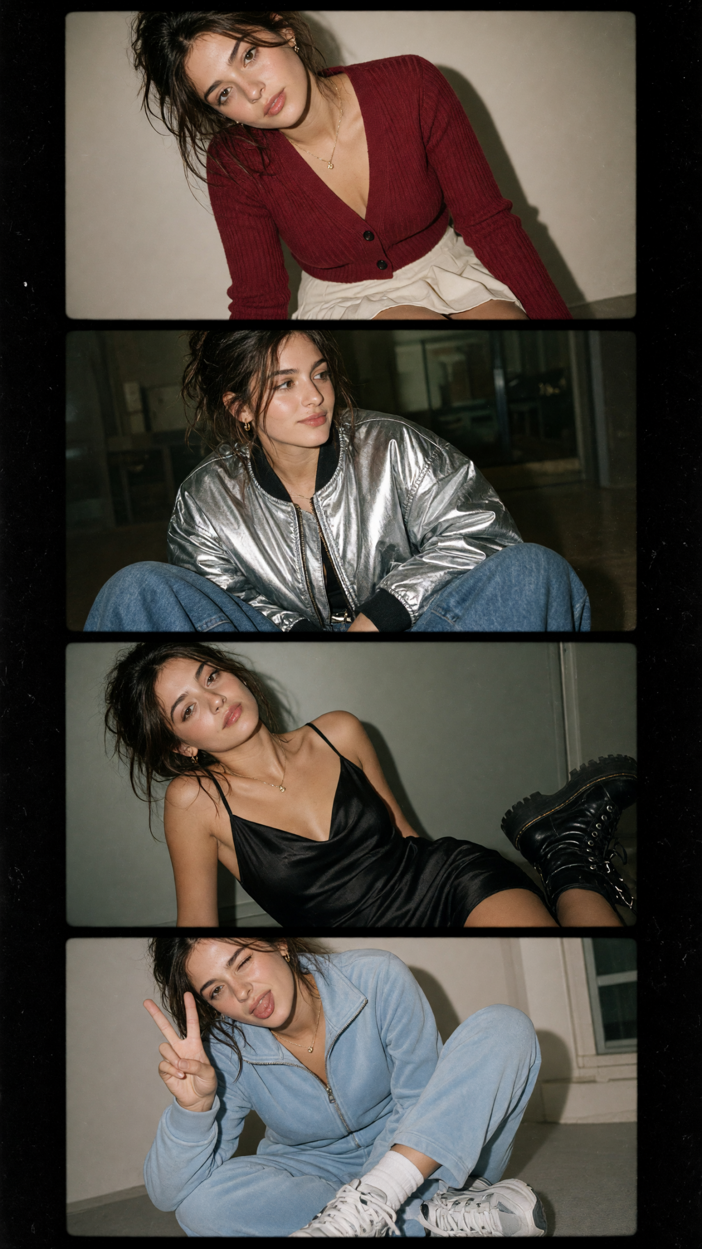 photo booth strip effect with pastel tracksuit
