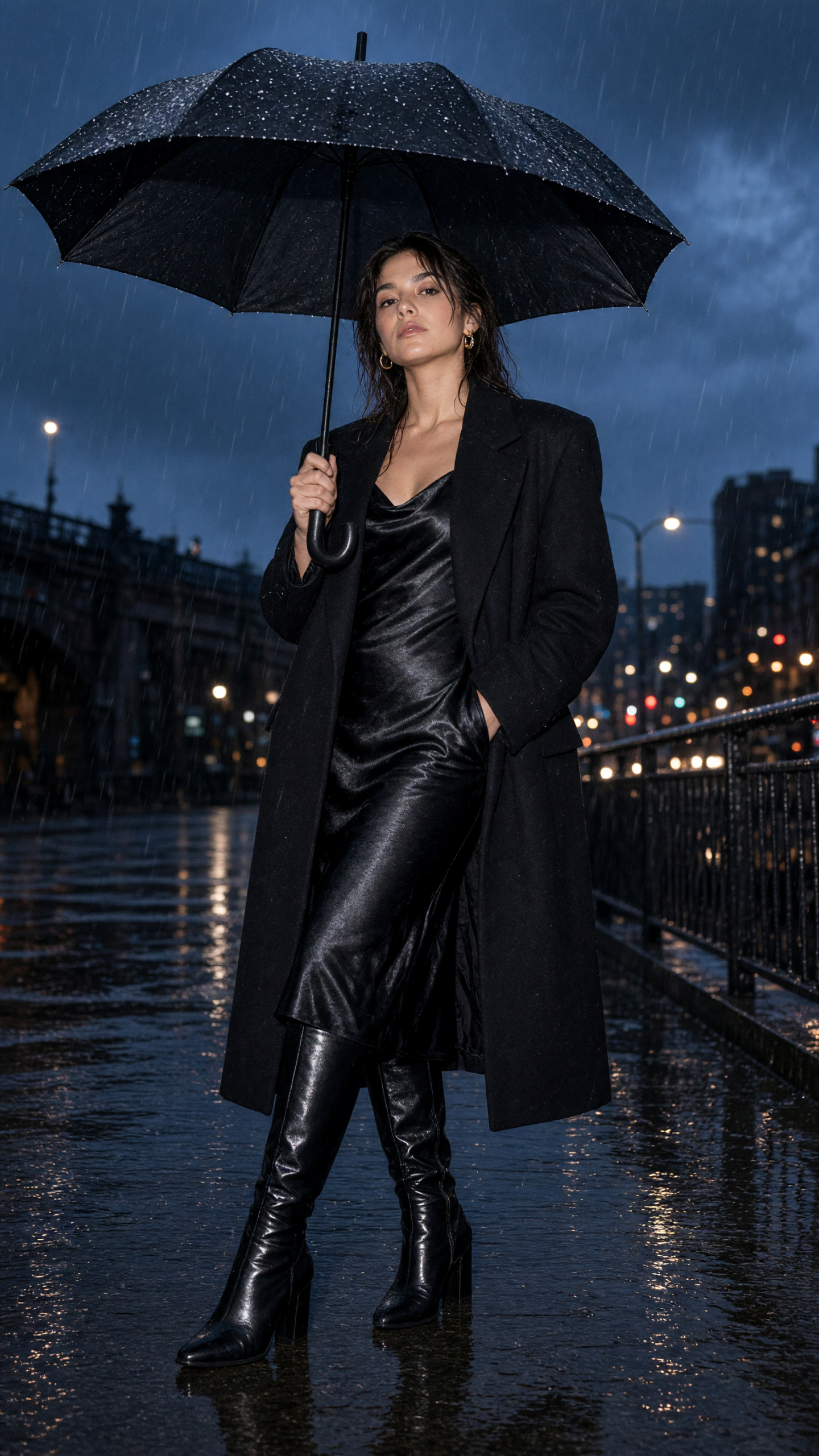 Black blazer with cargo trousers and retro runners