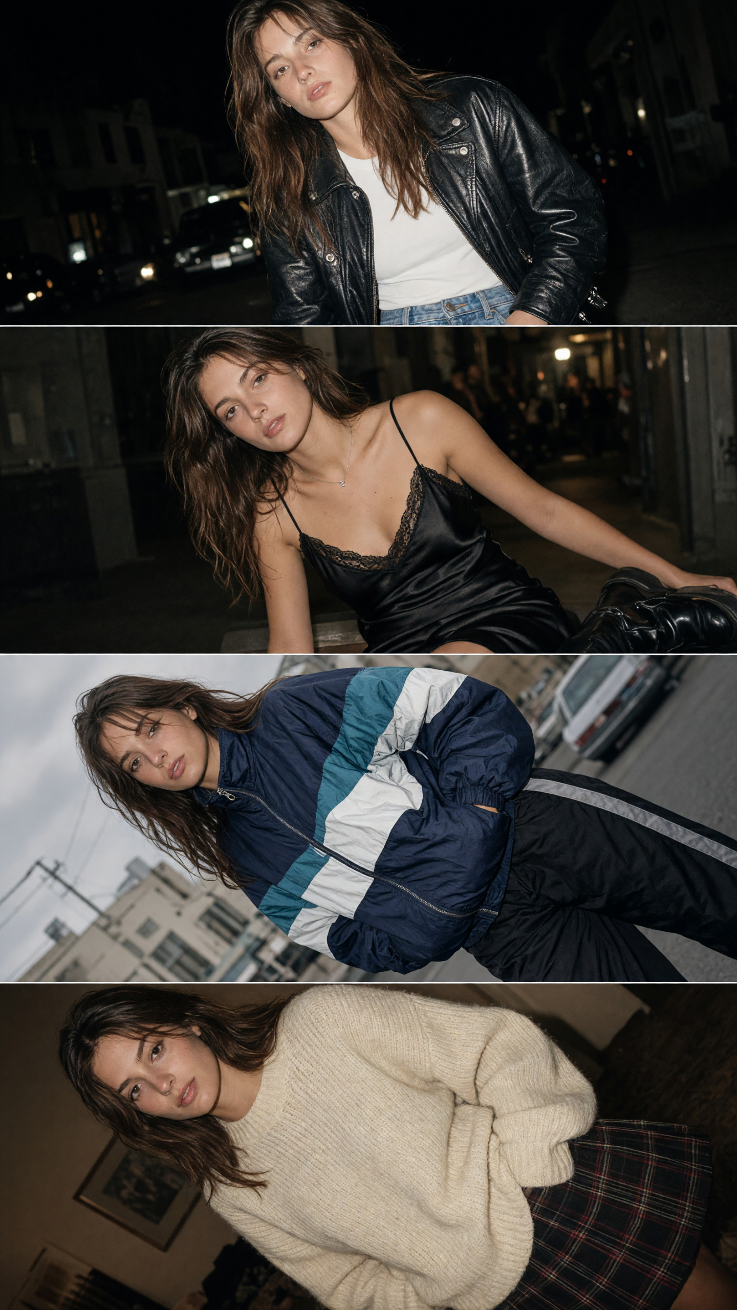 90s fashion photo effect with a sporty windbreaker and relaxed trousers