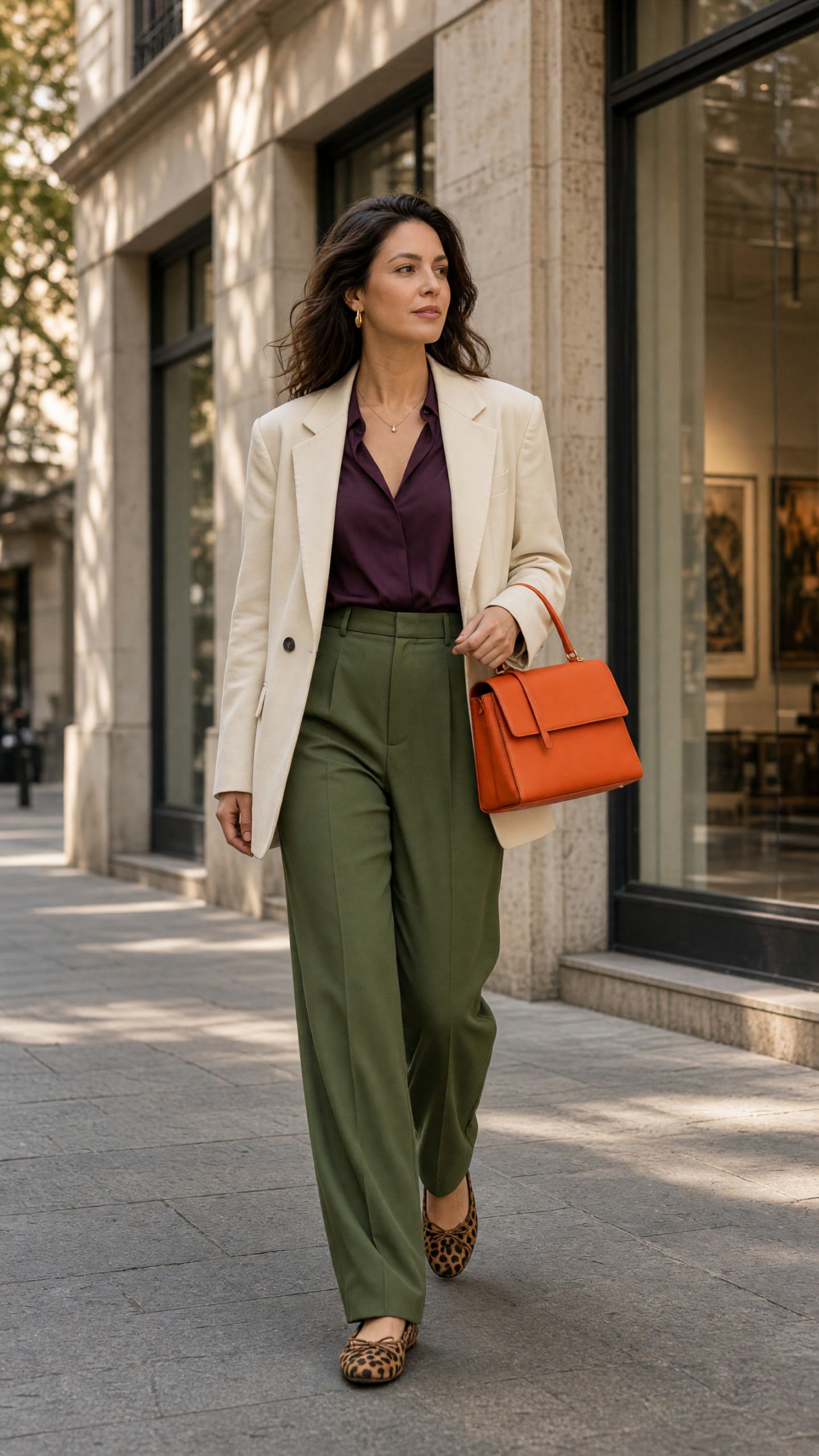 Soho chic outfit with leopard flats