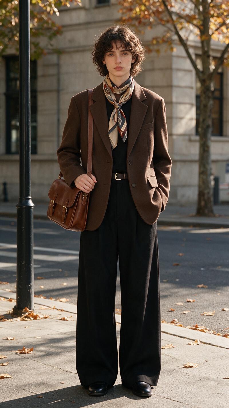 Autumn client day workwear outfit ideas with a chocolate blazer